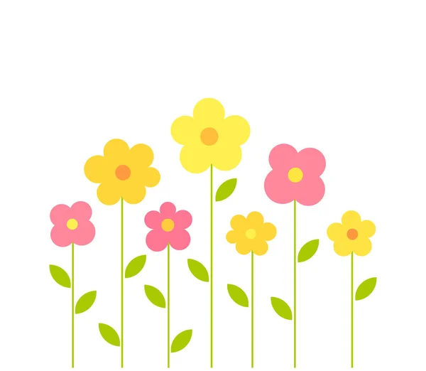 Summer Flowers Growing Garden Vector Illustration — ストックベクタ