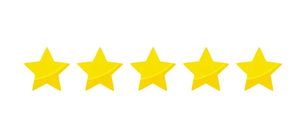 Gele Vijf Sterren Kwaliteit Rating Pictogrammen Vectorillustratie — Stockvector