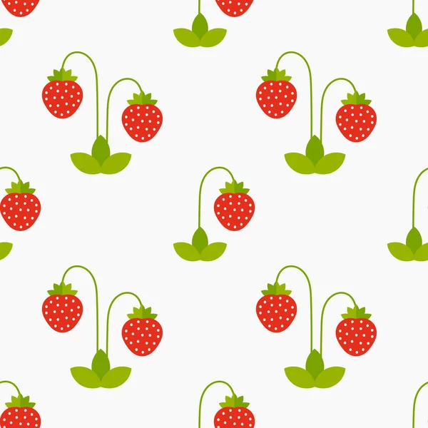 Erdbeerpflanzen Nahtloses Muster Vektorillustration — Stockvektor