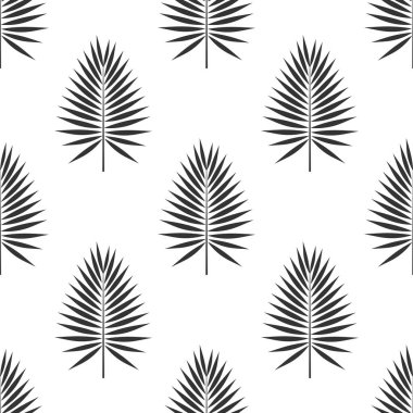 Palmiye yaprakları siyah beyaz iz bırakır. Vektör illüstrasyonu.
