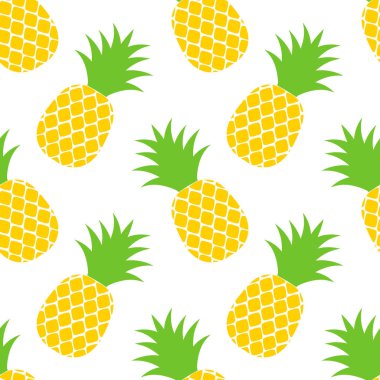 Ananas aromalı, dikişsiz desen. Vektör illüstrasyonu.
