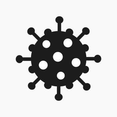 Coronavirus virüsü siyah şekil ikonu. COVID-19 salgın virüsü. Vektör illüstrasyonu.