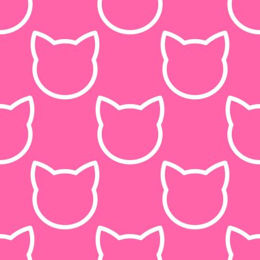 Kedi kafasının şekli pürüzsüz pembe desen. Vektör illüstrasyonu.