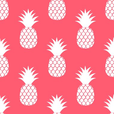 Ananas yaz pembe meyve deseni. Vektör illüstrasyonu.