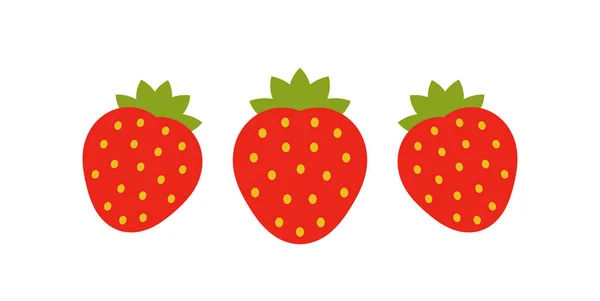 Red Strawberry Fruits Icons Isolated Vector Illustration — Stock Vector