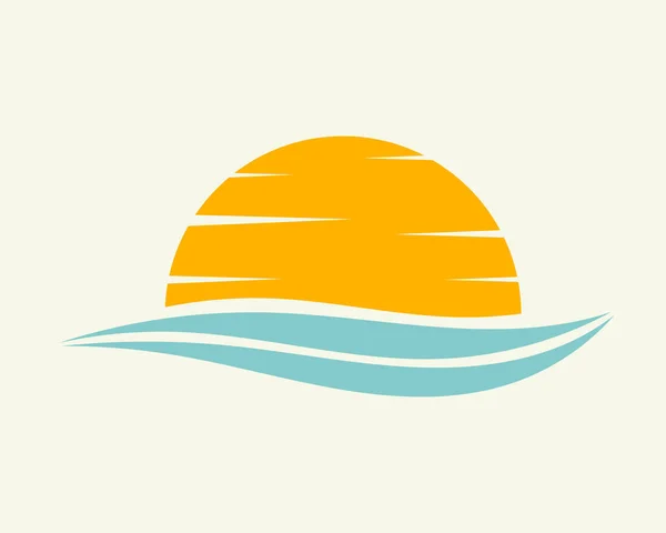 Soleil Couchant Icône Mer Symbole Coucher Soleil Illustration Vectorielle — Image vectorielle