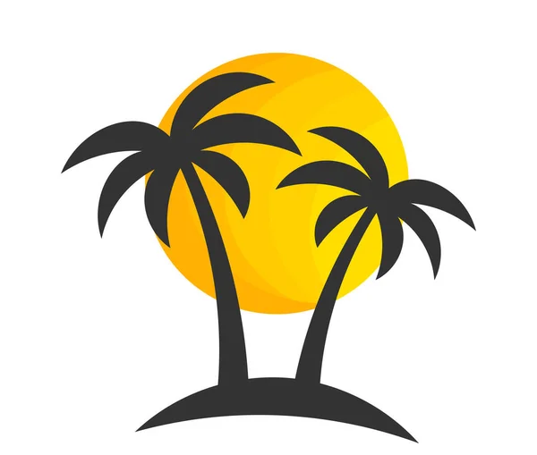 Palm Trees Sunset Sun Icon Vector Illustration — Stock Vector