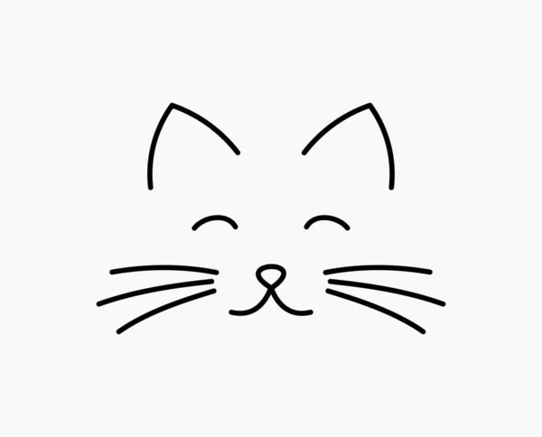 かわいい猫の顔のラインアイコン ベクターイラスト — ストックベクタ
