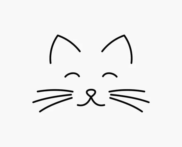 Lindo Gato Cara Línea Icono Ilustración Vectorial — Vector de stock