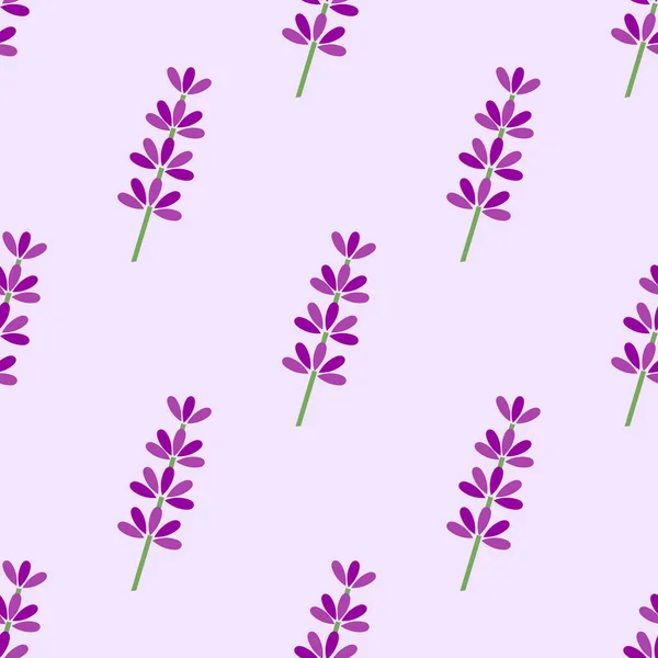 ラベンダーの花のシームレスなパターン 花ラベンダー紫色の背景 ベクターイラスト — ストックベクタ