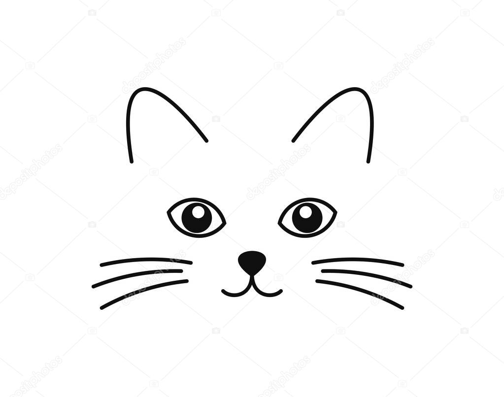 Cute cat face. Vector illustration.