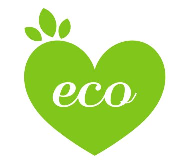 Yeşil Eko Kalp sembolü. Vektör illüstrasyonu.