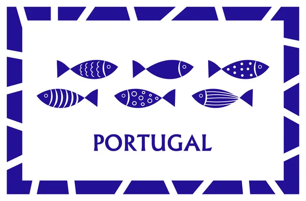 Portugal Fisch Blue Card Banner Hintergrund Vektorillustration — Stockvektor
