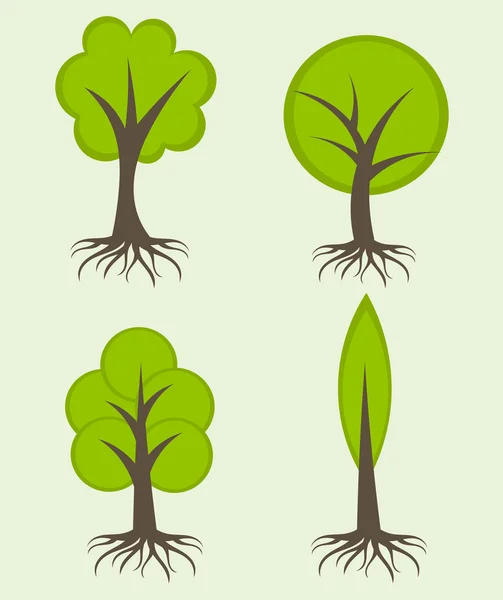 Trees with roots — Stock Vector