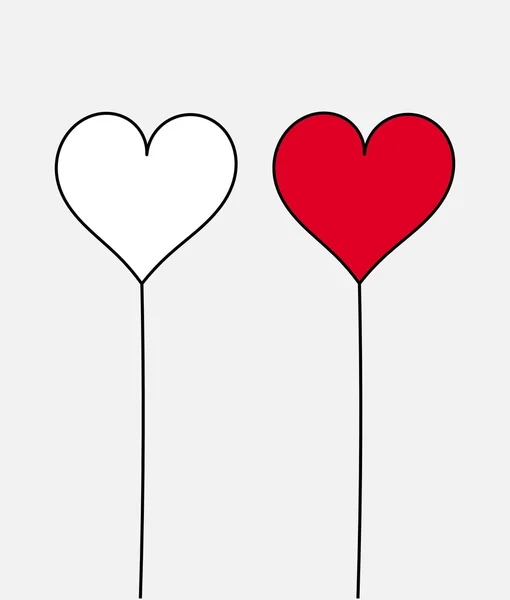 Coeurs blancs et rouges — Image vectorielle
