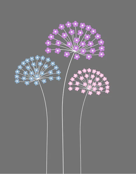 Drie Cute bloemen — Stockvector