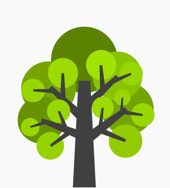 Oude boom met groen blad — Stockvector