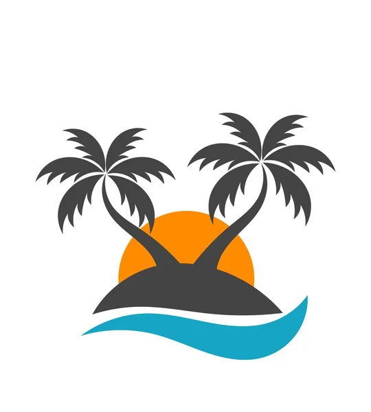 Palmeras en la isla — Vector de stock