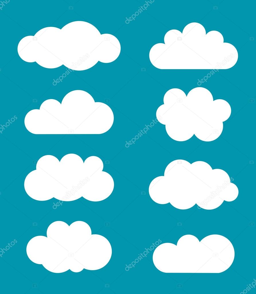 set of cloud shapes icons