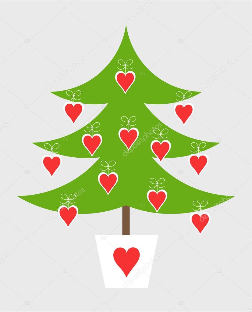 Christmas tree with hearts Stock Vector Image by ??Studiobarcelona 91578814