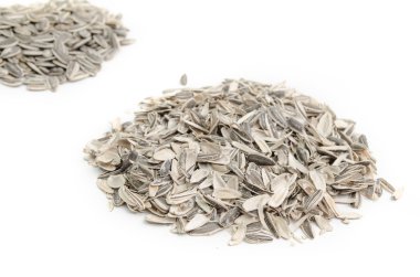 Sunflower husks on a white background
