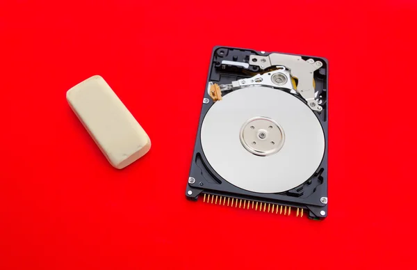 Erasing and loosing data from a hard disk storage device — 图库照片