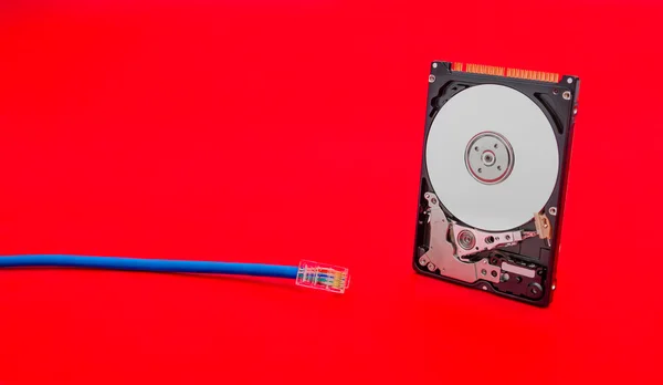 Conexión de red a un concepto de dispositivo de almacenamiento de disco duro — Foto de Stock