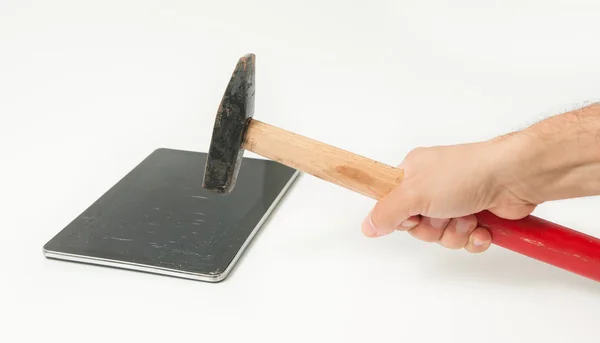 Breaking a touchscreen — Stockfoto