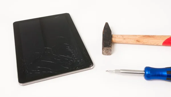 Gebroken tablet gadget — Stockfoto