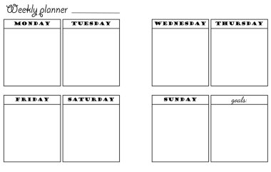 Vektör haftalık planlayıcısı