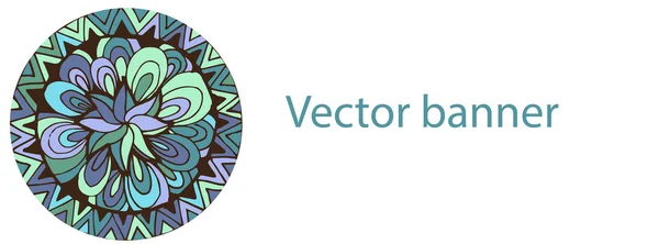 Banner cu mandala doodle — Vector de stoc