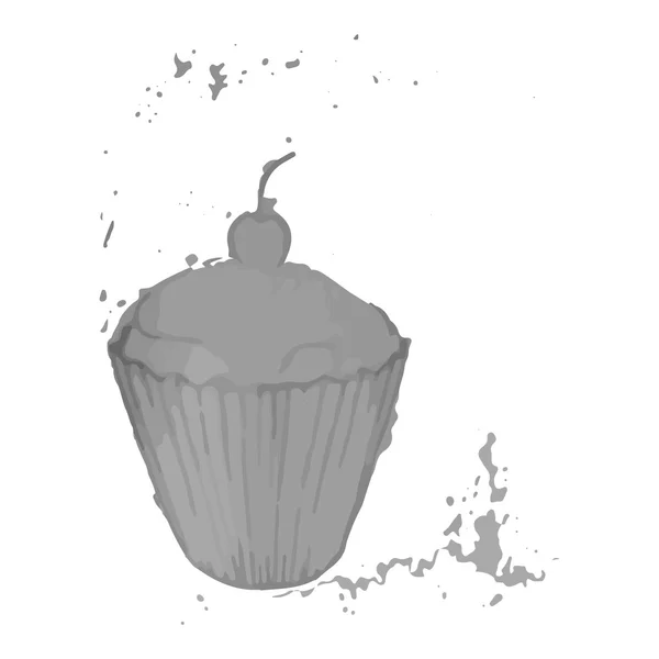 Cupcake in pencil technique — Stock Vector