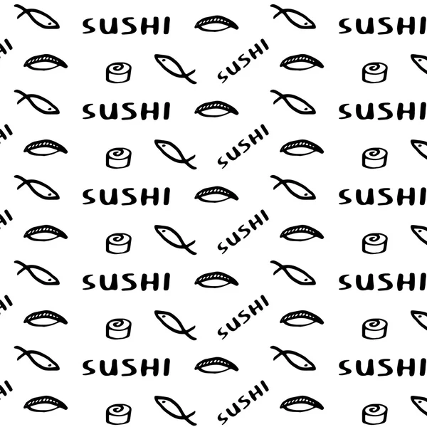 Doodle sushi fondo sin costuras — Vector de stock