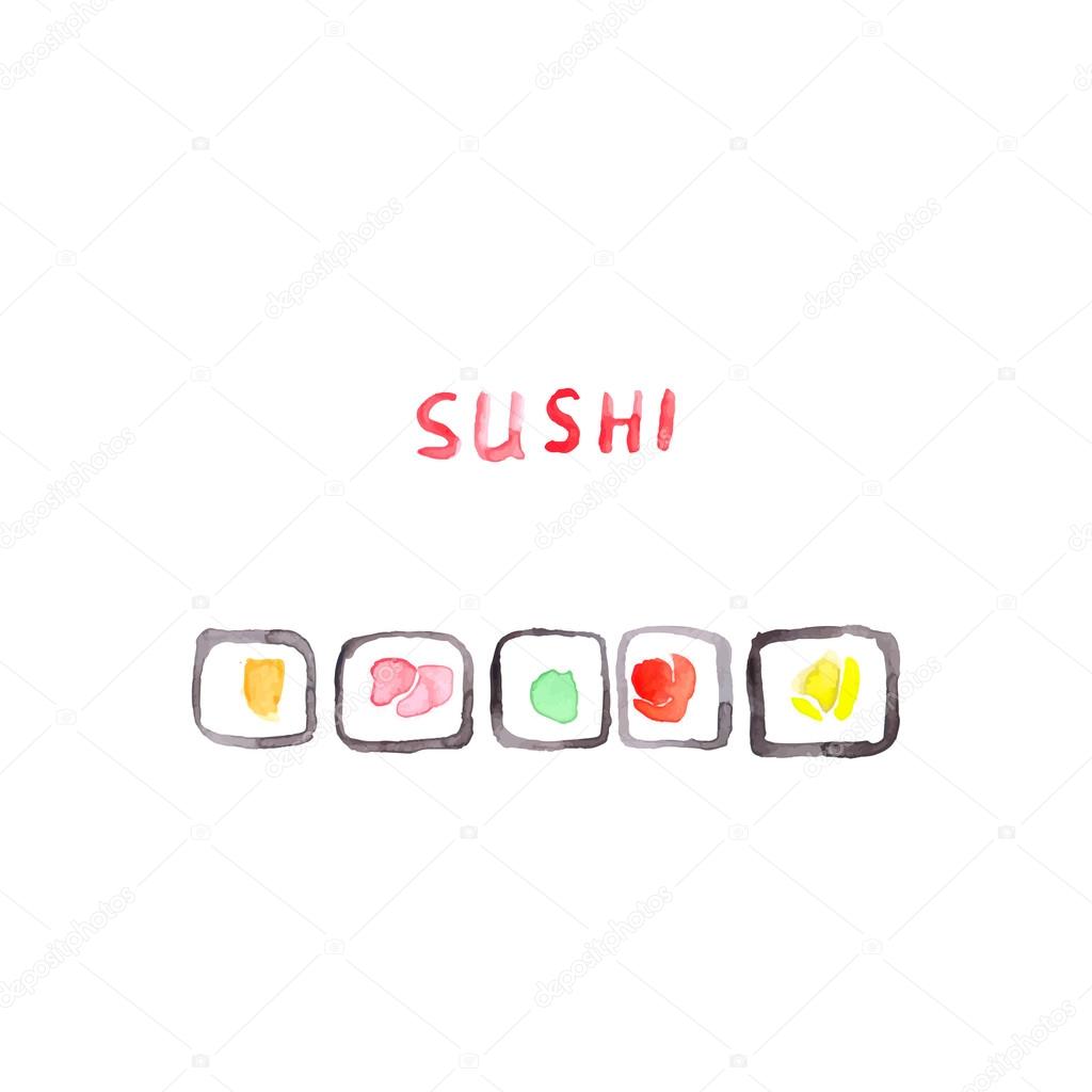 Watercolor sushi set