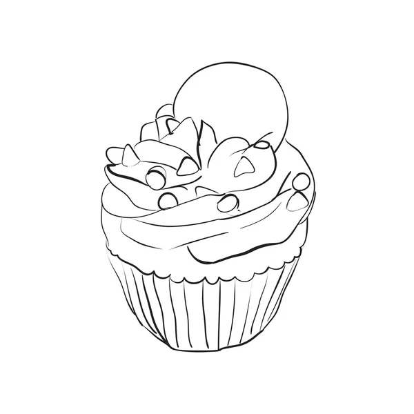 Doodle cupcake en vector — Vector de stock