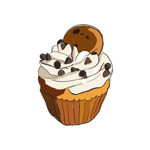 Cupcake Doodle dans le vecteur — Image vectorielle