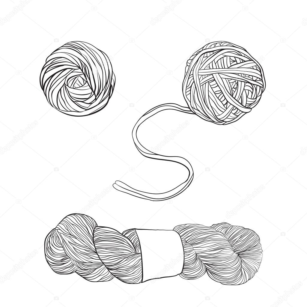Yarn balls set in vector