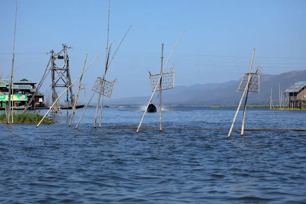 Fiske byar på Inle Lake i Myanmar — Stockfoto