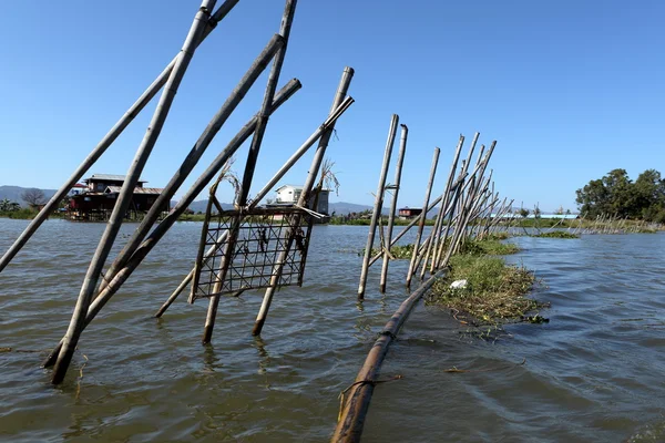 Fiske byar på Inle Lake i Myanmar — Stockfoto