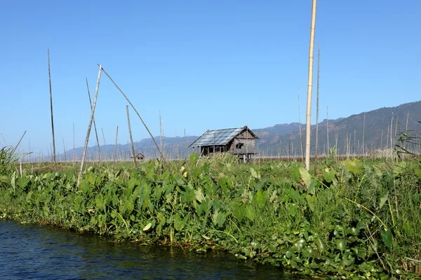 Villaggi di pescatori a Inle Lake in Myanmar — Foto Stock