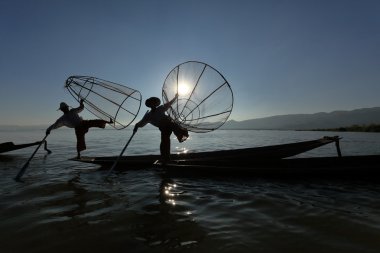 Bacak rowers Inle Gölü Myanmar