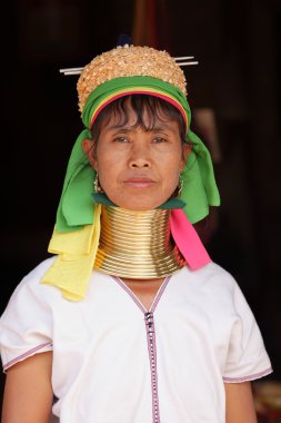 Traditional Padaung woman from Myanmar clipart