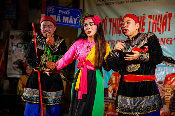 Traditional Culture Street Actor Hanoi Vietnam October 2019 — Stock Photo, Image