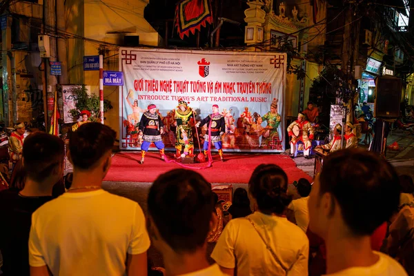Traditionele Cultuur Straatacteur Hanoi Vietnam Oktober 2019 — Stockfoto