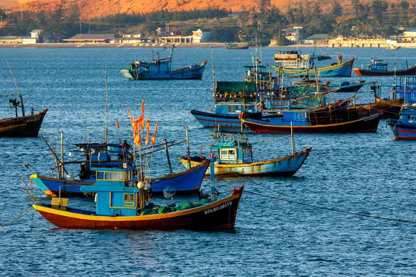 Fischer Båtar Viken Mui Vietnam — Stockfoto