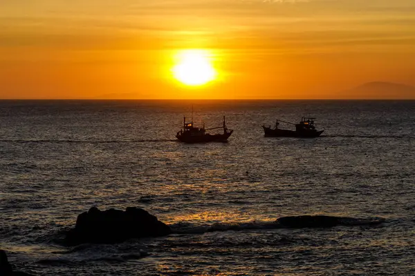 Puerto Mui Vietnam Con Barcos Pesca Atardecer — Foto de Stock