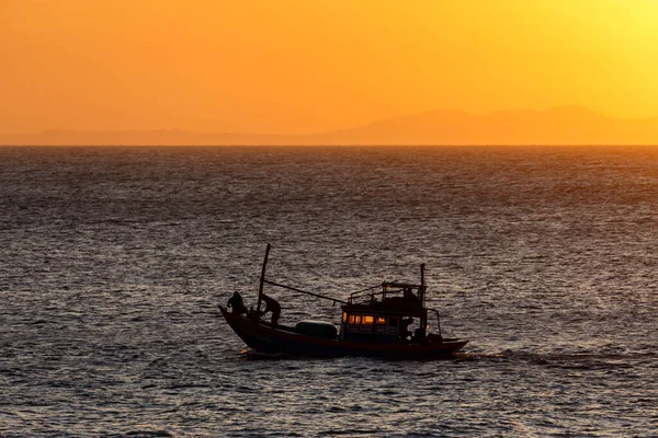 Der Hafen Von Mui Vietnam Mit Fischerbooten Bei Sonnenuntergang — Stockfoto