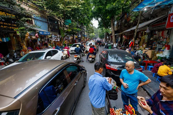 Caos Del Tráfico Las Calles Hanoi Vietnam Noviembre 2019 — Foto de Stock