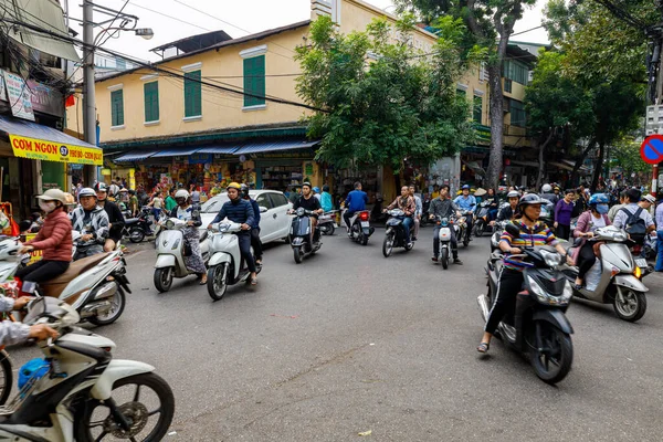 Tráfico Caos Nas Ruas Hanói Vietname Anos Novembro 2019 — Fotografia de Stock
