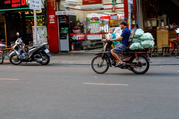 Traffic Motorcycle Ride City Saigon Vietnam December 2019 — Stock Photo, Image